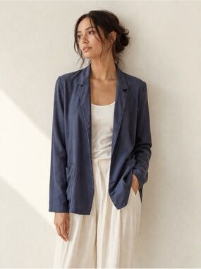 Aritzia Talula Peacock Blue Drape Open Blazer | Size 2 | Minimalist Chic